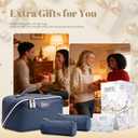 BOYATU Travel Makeup Bags for Women: Vintage Roman Column Texture Large Capacity Cosmetic Bag - Each Journey, Quiet Luxury Serenity - 3 Pcs Set Organizer Toiletry Purse 50% Extra Storage(Indigo)