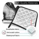 3 x Perinsto Black and White Marble Oven Mitts & Pot Holders Kitchen Set Heat Resistant Decorative Cooking Gloves Microwave Oven Gloves for Baking Grilling BBQ