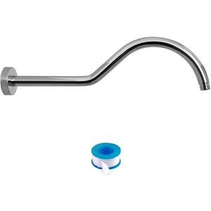 Lordear Shower Arm 17 Inch Chrome Shower Head Arm Extender with Flange Stainless Steel T304 Shower Head Pipe For Rain Shower Heads