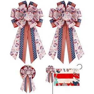 Back to School Bows for Wreath, Back to School Decorations Colorful Burlap Bow for Tree Topper, Bus, Wall, First Day of School Indoor Outdoor Decorations Supplies (Blue and White)