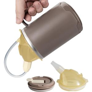 VOPHIA Senior Water Cup Sippy Cups for Elderly, 13.5oz Spill Proof Cup, 3 in 1 Stainless Steel Sippy Cup with Lids, No Spill Feeding Cups for Patient Disabled Maternity Drink Water Milk Soup (Coffee)
