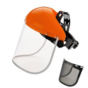 Face Shield, Full Face Safety Shield for Grinding & Cutting, ANSI Z87.1 Tested, Replaceable Clear & Mesh Visor, Adjustable Headgear for Woodworking, Chainsaw & Workshop Use