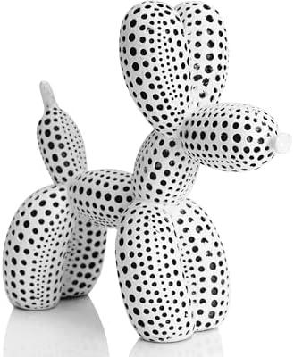 BOIHEGU Balloon Dog Statue Decor Polka Dot Dog Cool Stuff to Put on Shelves, White Balloon Dog Statue Decoration Fun Paperweight, 5 inch Versatile Color Options