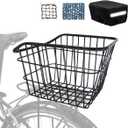Bike Basket Rear, [Tool-Free Install], Dog Pet Carrier Bicycle Back Rack Basket for Cargo, with Waterproof Cover, Cargo Net, Fits Most Rear Racks (Medium)
