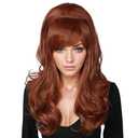 Linfairy Long Wavy Auburn Copper Wig Big Bouffant Beehive Wigs for Women fits 50s 80s Costume (Auburn Copper, 13.78 x 9.84 x 1.18 inches)