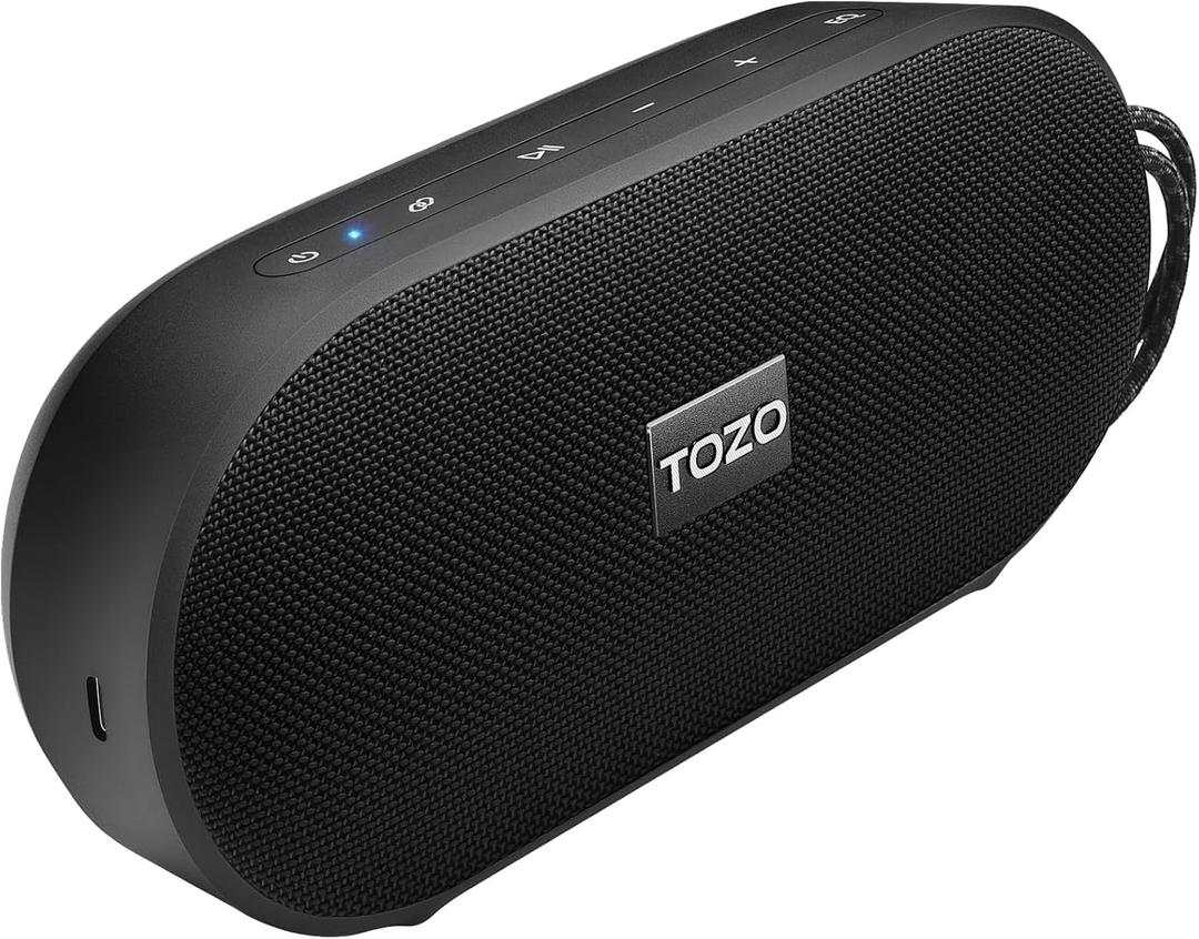 TOZO PA1 Large Bluetooth Speaker, 20W Powerful Portable Speaker with 2.0 Stereo Sound, Wide Soundstage & Deep Bass, 25H Playtime, IPX7 Waterproof Wireless Speaker, App EQ, Dual Pairing