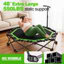 48" Foldable Mini Trampoline, 550lb Capacity Rebounder with Adjustable T-Bar for Adults, Home Gym Fitness Equipment (Black Green)