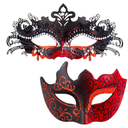 2025 Masquerade Masks for Couples, Shiny Rhinestone Metal Filigree Venetian Mask & Mens Venetian Mask for Mardi Gras