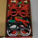 Max Fun 12Pcs Christmas Glasses Glitter Holiday Party Glasses Frames Christmas Decoration Accessories Costume Eyeglasses for Christmas Parties Holiday Favors (One Size Fits All)