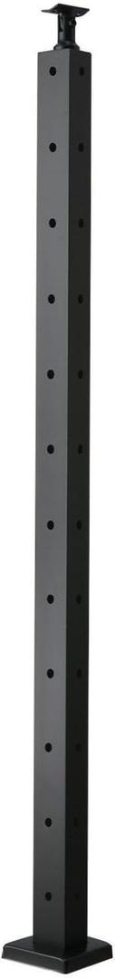 Cable Railing Post 42 Inch, Stainless Steel Corner Post with L-Shaped Holes, Black Deck Railing Kit, Horizontal & Curved Bracket, Stair Railing for Indoor/Outdoor - 1 Pack