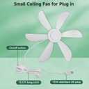 22.5" Plug in Ceiling Fan for Outdoor Gazebo Patio Canopy Tent, 13.2 Ft Long Cord with on/off Button, White