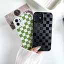 3 x MINSCOSE for iPhone 11 Case Aesthetic Checkered Plaid Checkerboard Design Pattern,Trendy Slim TPU Shockproof Protective Full Camera Protection Phone Cover-Black