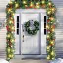 Ceenna Extra Long 15ft Christmas Garland with 100 LED Lights Artificial Pine Prelit Lighted Christmas Outdoor Indoor Decorations Xmas Holiday Stairs Railing Mantle Door Decor(Berry Bow Garland)