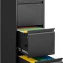 4 Drawer Filing Cabinet,Metal Vertical Filing Cabinets with Lock for Home Office,Heavy Duty File Storage Cabinet for Letter/Legal/A4/F4 Size File (Black-1)
