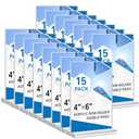 Acrylic Sign Holder 4x6, 15 Pack Clear Double Sided Menu Stand, Desktop Paper Holder Suitable for Restaurants, Office, Store, Show Fair