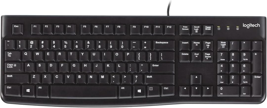 Logitech K120 Full Size Wired Keyboard USB Plug-and-Play Windows - Black