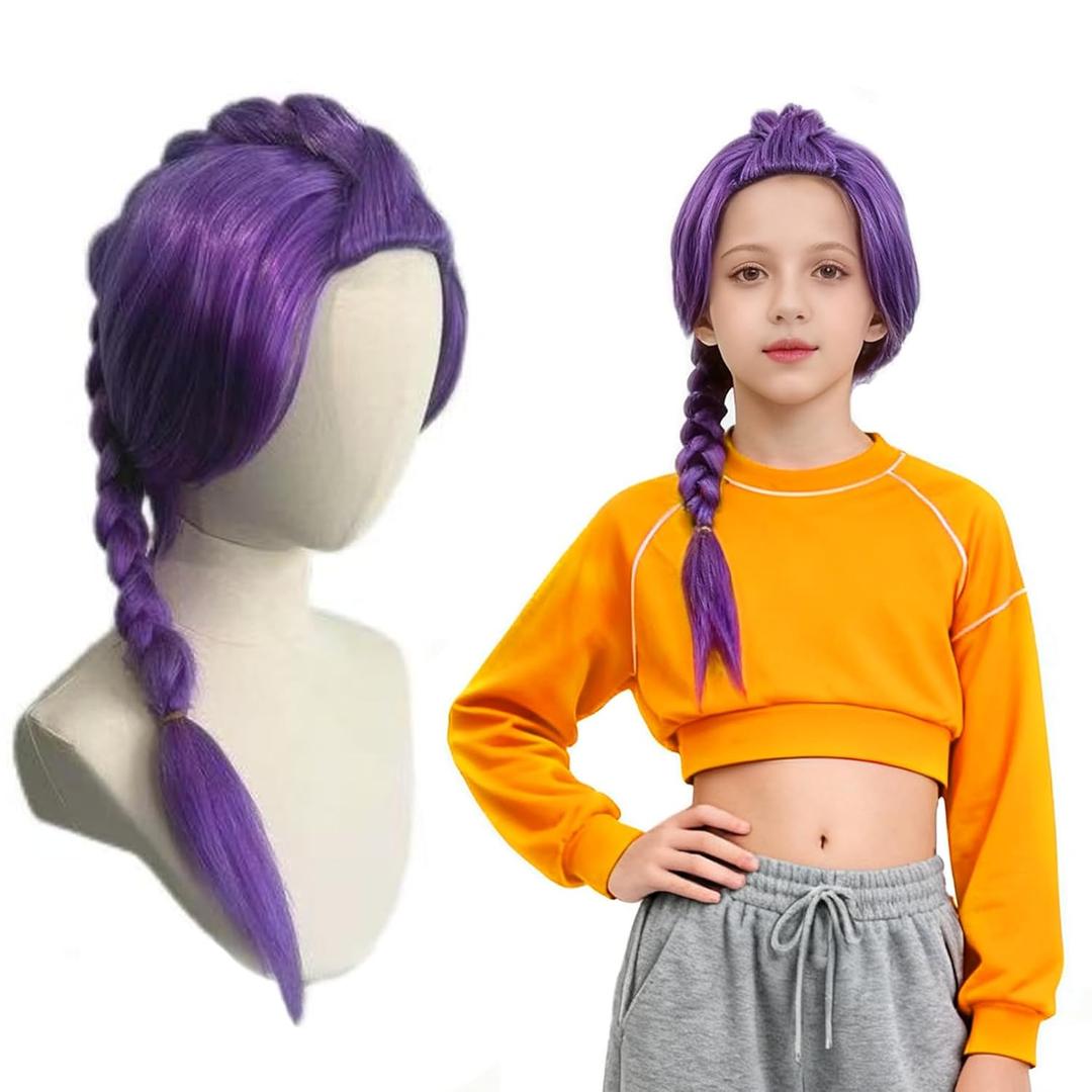 ONLOOKERS 23/35 Inches Long Purple Braided Wig, Girls Anime Cosplay Hair Extensions for Halloween Costume Party (Purple, 23 Inch)