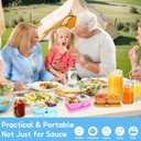 3 Pcs Silicone Snack Containers with Lids, Double Compartment Reusable Snack Containers with Lids and Spoons, Silicone Snack Container Small Mini Food Snack Boxes for Seasoning Salad Sauce