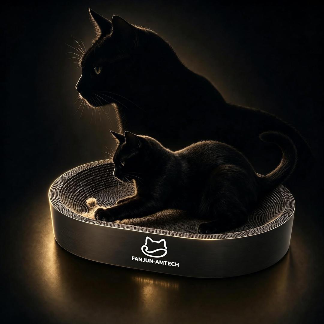 Cardboard Cat Scratcher for Indoor Cats, Black Oval Shape Cat Scratch Pad