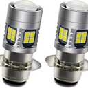Ruiandsion 2pcs H6M LED Motorcycle Lamp Bulb DC 6V 12V Universal Super Bright 3030 22SMD Chips 6-30V P15D Motorcycle LED Light Bulb with High Low Beam,White