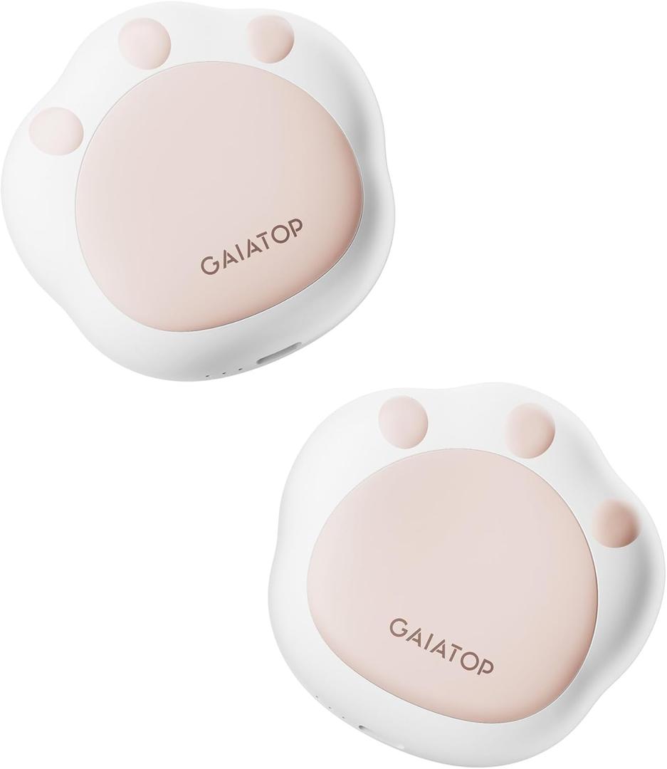 Gaiatop Hand Warmers Rechargeable, 2 Pack Cute Cat Paw Design 3 Levels Magnetic Electric Pocket Heater, Reusable Portable Hot Hands Stocking Stuffers Gifts for Women Men Cat Lover (White)