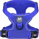 PoyPet Reflective Soft Breathable Mesh Dog Harness Choke-Free Double Padded Vest with Adjustable Neck and Chest(Royal Blue,XS)