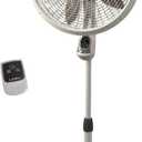 Lasko Cyclone Pedestal Fan, Adjustable Height, Remote Control, Timer, 3 Speeds, for Bedroom, Kitchen, Office and Living Room, 18", White, 1885, Large