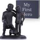 Iron Father and Son Sculpture,Sentimental Gifts for Dad,Meaningful Birthday Gifts for Father Son,Coolest Presents on Father's Day,Black Figurines,Metal Memorial Gifts for Loss