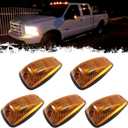 PSEQT 5Pcs Cab Roof Marker Lights LED Top Clearance Marker Light Compatible for 1988-2002 C/K 1500 2500 3500 5500 6000 6500 7000 7500 12V Signal Running Lights w/Amber Cover & T10 LED