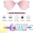 Retro Round Sunglasses for Women, Pink Sunglasses Womens with Classic Trendy Frame Sunnies Shades UV400 Blocking