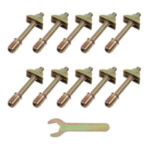 Semetall 10 Sets Bed Frame Hardware Connector Kit,M8x80mm Countertop Connector Bolts,Table Top Fasteners,Bed Assembly Fasteners Bolts Nuts Threads Half Moon Spacers (M880mm)