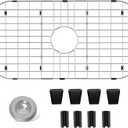 Sink Protectors for Kitchen Sink 26" x14", Stainless Steel Sink Protector for Round Corner Sink with Center Hole Sink Rack for Bottom of Sink with Sink Strainers (Separable, 26" x 14", Center Drain)