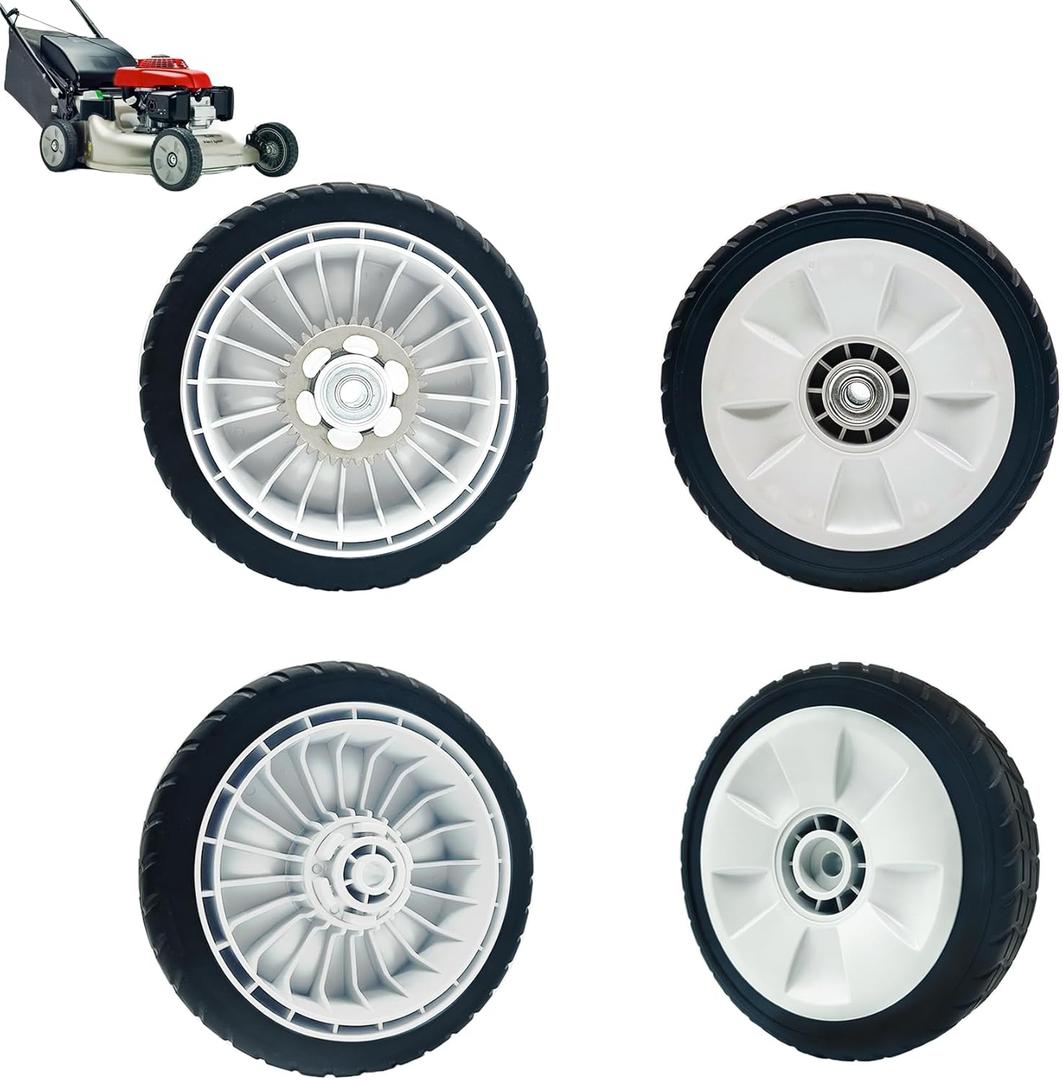 4 Pack Lawn Mower Wheels, HRR216K9VKAA Wheels, Fit for Honda HRR216 HR215 HRT216 HRB215 HRR2168vka etc 21 Inch Lawn Mower,2 Rear Wheels 42710-VE2-M02ZE, 2 Front Wheels 44710-VL0-L02ZB 
