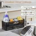 Sponge Holder for Kitchen Sink, Large Sink Caddy Durable Anti-Rust PET, Removable Rack & Rounds Corners, Kitchen Sink Organizer for Counter Bathroom Vanity (Black)