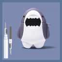 Cute Shark Case for Airpod 2nd 1st Generation Case, Funny 3D Cartoon Kawaii Cool Airpods Cases Cover Skin with Cleaning Kit & Keychain for Apple Air pod Gen 2 & 1 for Boys Girls Kids Teen, Shark