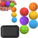 BUSOHA Silicone Fidget Balls - 6 Pack Fidget Toys Stress Balls for Adults Sensory Stone Travel Toys for Calming,Autism and ADHD,Gifts for Teens (1.2 Inch, Blue+Green+Yellow+Orange+Purple+Red)