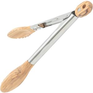 Boxiki Kitchen Tongs for Cooking with Wooden Tips - Wooden Tongs Ideal for BBQ, Salad, Toaster, Bread & Pickles - Made of Natural Olive Wood, Size 12 Inch