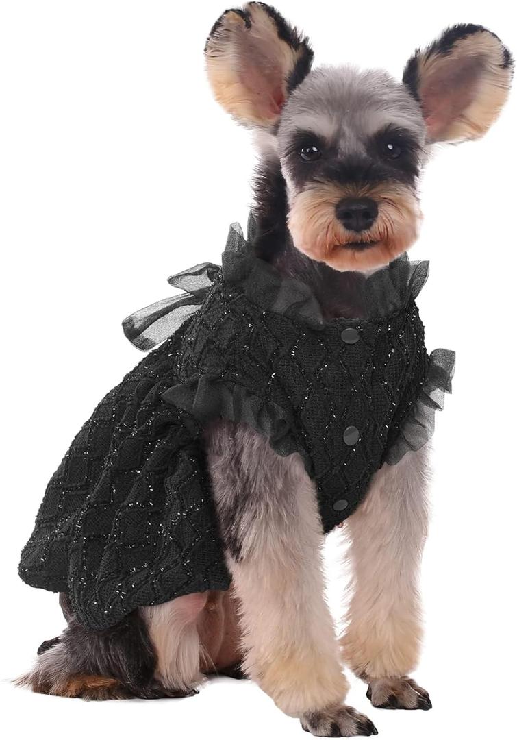 Kuoser Dog Dress for Large Dogs, Cute Puppy Tutu With Bow-Knot, Princess Costume Pet Outfit for Girl, Cat Clothes for Birthday Party Christmas Wedding, Black X-Large (X-Large (Chest Girth: 23.6"))
