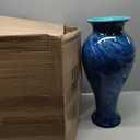 XMGZQ 20" Tall Glass Vases for Floor,Large Hand Blown Sea Glass Flowers Vase for Centerpieces,Jarrones Grandes para Sala Elegantes,for Bookshelf,Bathroom,Countertop,Indoor Office Desktop (Blue)