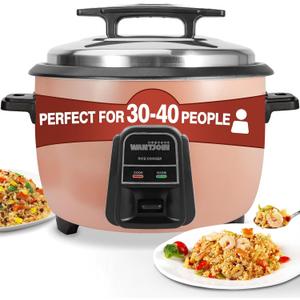 Wantjoin Rice cooker Stainless Rice Cooker & Warmer Commercial Rice cooker for party and family(10L capacity for 4.2L rice,42CUPS) Brown