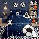jejeloiu Football Comforter Set Twin Size Kids Soccer Ball Pattern Comforter for Boys Girls Teens Sports Theme Bedding Set Breathable Football Court Duvet Set Room Decor Quilt Set (Multi 33)