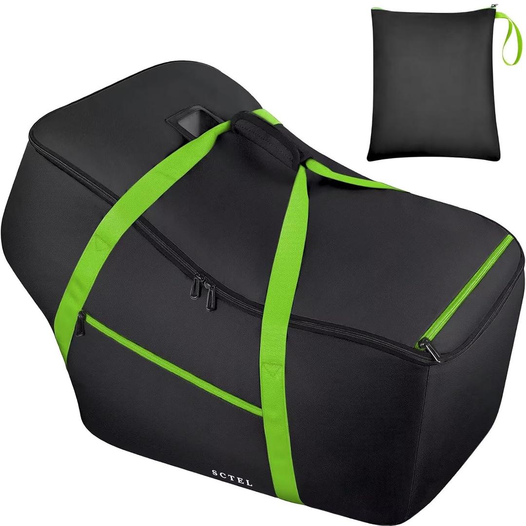 SCTEL Infant Car Seat Travel Bag - Fits Infant Car Seats with Anti-Rebound Bar Base, Car Seat Storage Bag, Car Seat Carrier for Airport, Water Dirt Tear Resistant, Baby Essentials (Green)