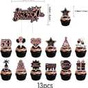 47PCS 50th Birthday Decorations for Women, Happy Birthday Banner With Balloons,Backdrop, Cake,Cupcake Toppers.Black Rose Gold 50th Birthday Party Decorations for Women.