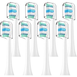 Replacement Toothbrush Heads Compatible with Philips Sonicare Electric Toothbrushes, 8 Pack, Snap-on System, Soft Dupont Bristles with Protective Cover