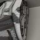 LOKHOM Outdoor Rug for Patio 6x9 ft Reversible Plastic Straw Patio Camping Rug, Floral Waterproof RV Mat for Camper Indoor Outdoor Carpet for Deck Porch Picnic Beach Balcony Backyard, Grey & White