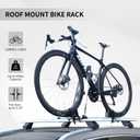 Bike Roof Rack for Car, Foldable Upright Bicycle Carrier, Rooftop Bike Rack, Lightweight Aluminum Roof Rack Bike Mount with Secure Locking, Sliver