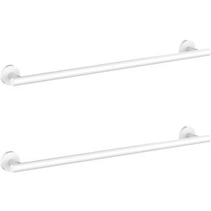 Cilee 2 Pieces White Bathroom Towel Bar, 24 Inch Double Towel Racks,Bathroom Towel Holder Towel Hanger for Bathroom Stainless Steel Wall Mount