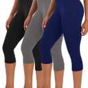 Women's High Waist Capri Leggings with Pockets Tummy Control Cropped Yoga Pants for Summer Fitness Workout Athletic (S)