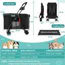Medium Dog Stroller for Large Dogs,Pet Stroller for Medium Dogs | Loading Max Up to 100lbs, All-Terrain with Handle & Canopy,Storage Organizer, Waterproof Oxford Fiber Black