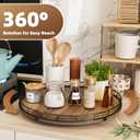 Acacia Wood 16" Lazy Susan Turntable Organizer for Table Top, Farmhouse Large Round Lazy Susan for Cabinet Kitchen Centerpieces Dining Table, for Condiments Charcuterie, Bathroom Vanity Tray Decor